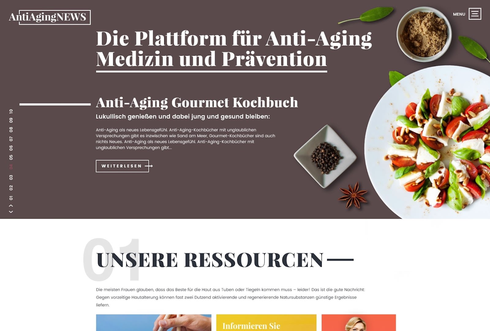 News website with article layout and categories.