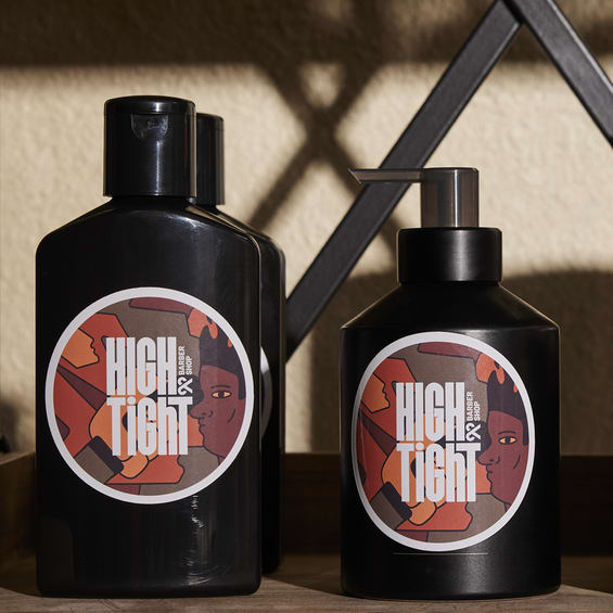 White logo printed on sticker label