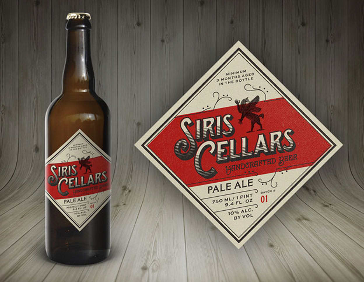 Decorative beer bottle label with vintage fonts.