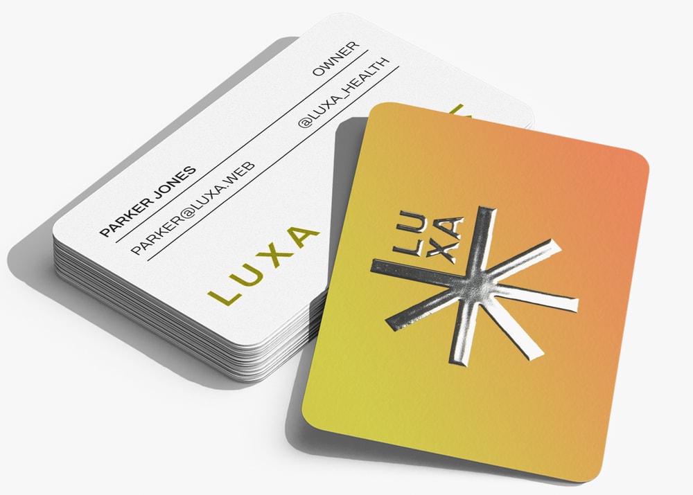 A well-designed business card with foil embossing