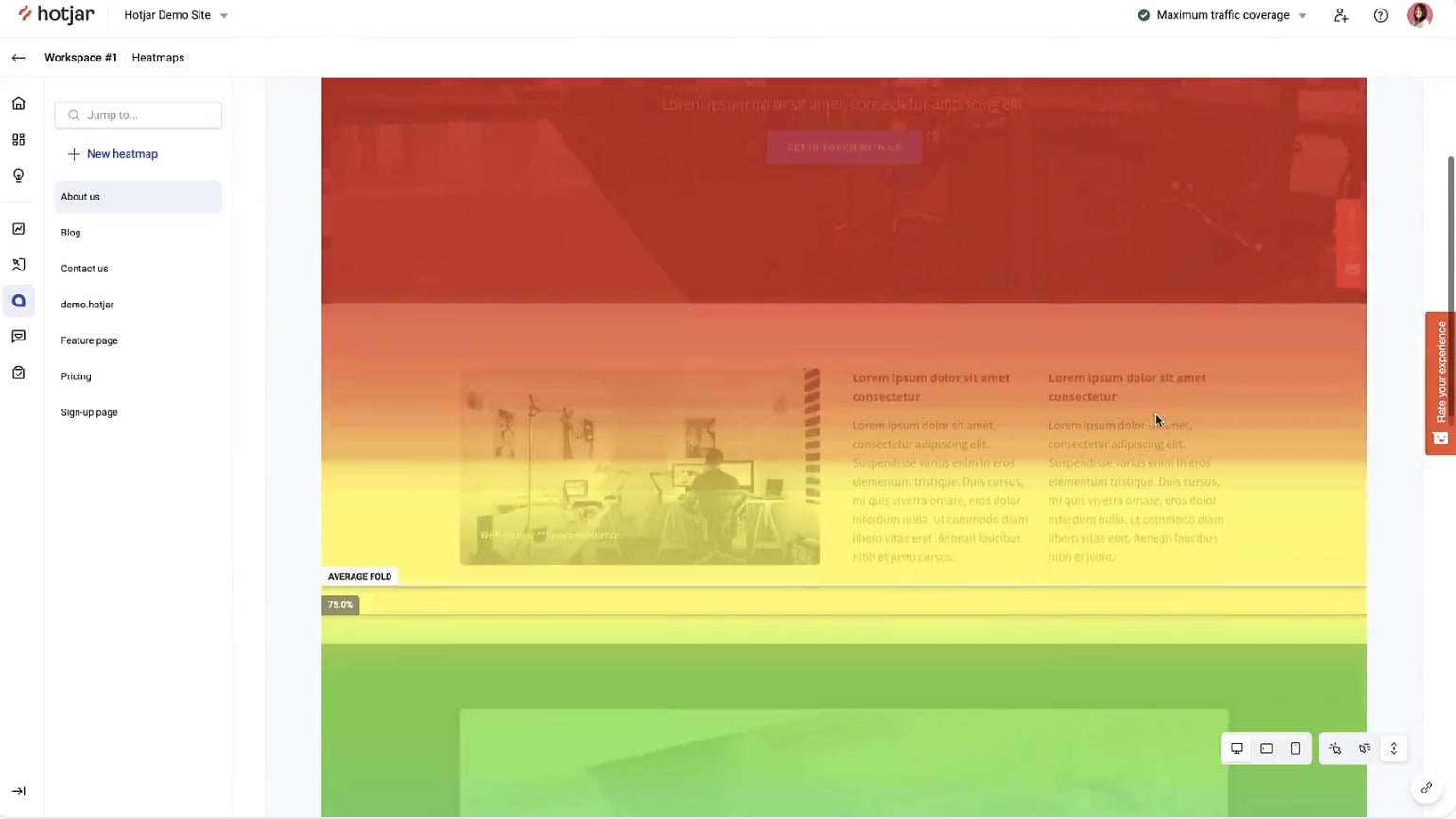 Hotjar gives you a visual peek into how visitors behave on your site.