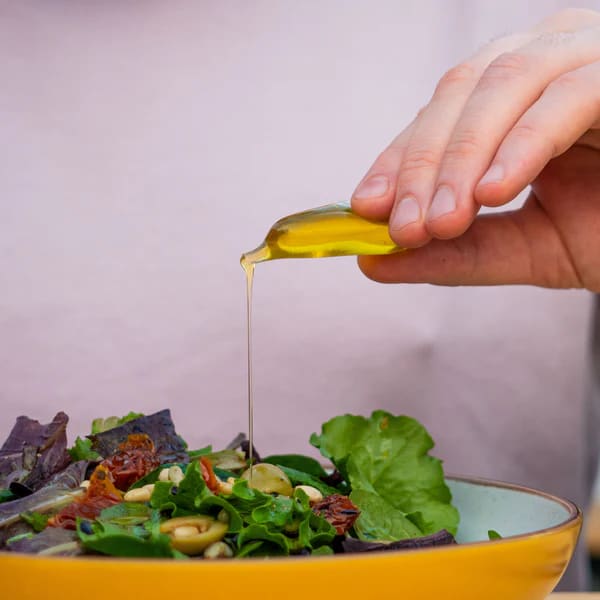 Eco-friendly packaging idea: seaweed pipettes for oil.