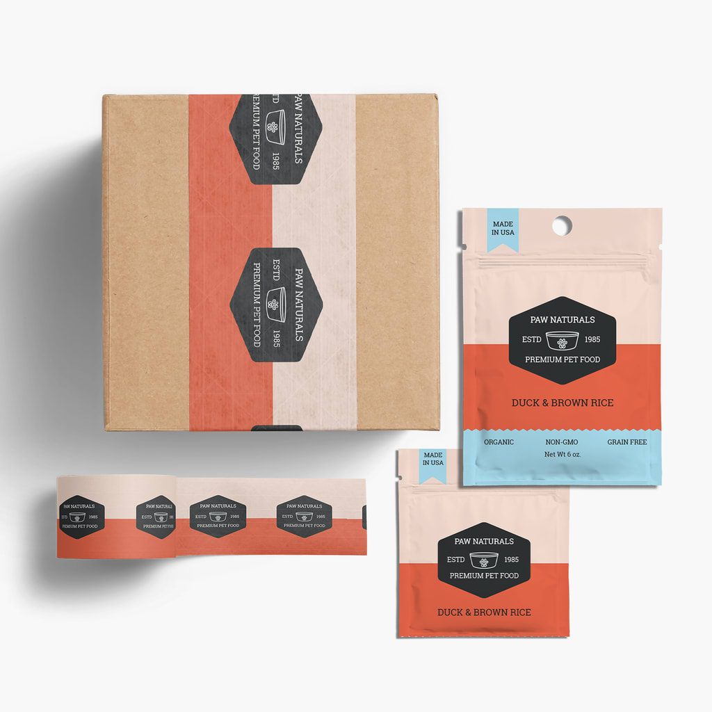 More than one packaging element coming together for the full packaging identity.