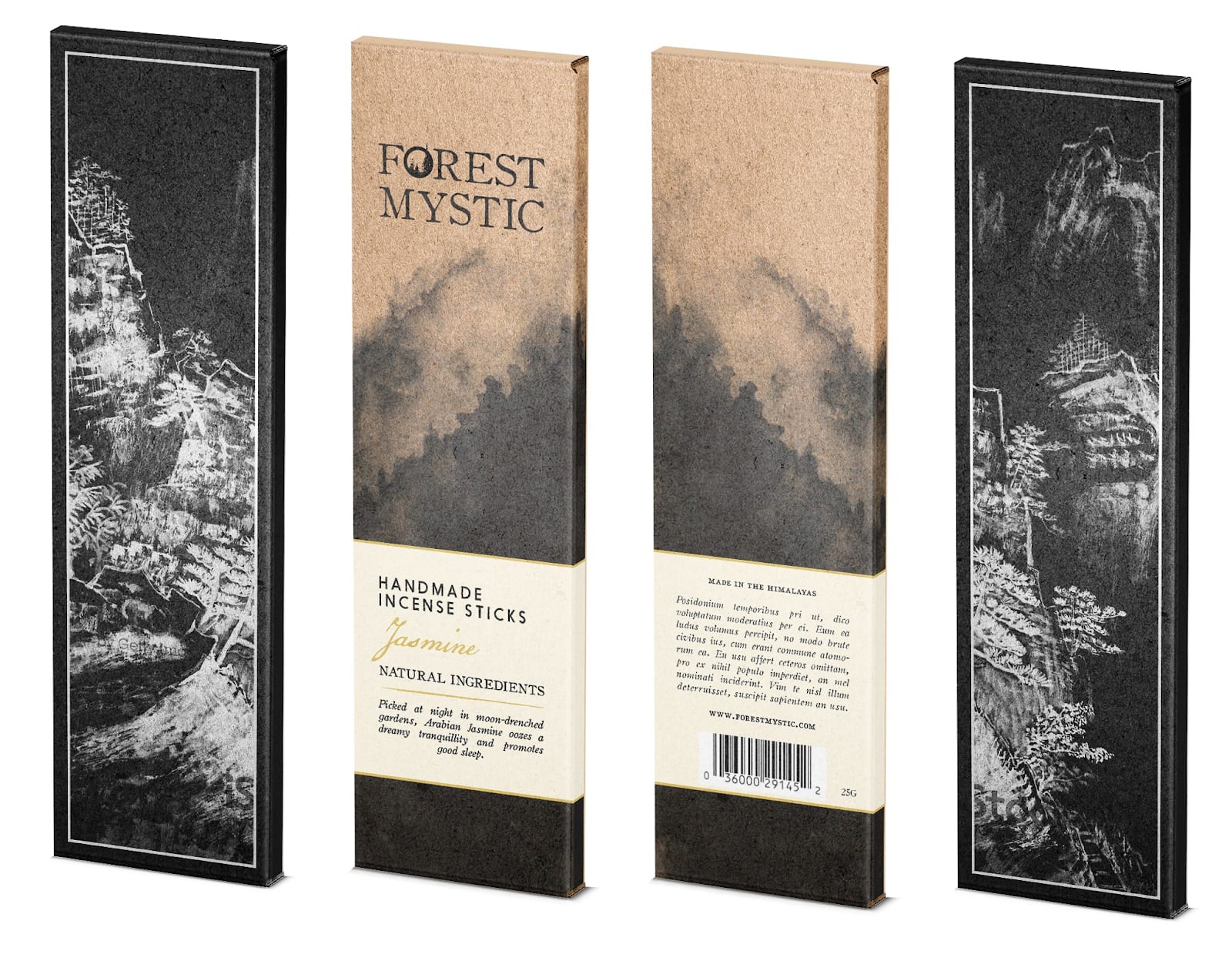 Brand packaging for handmade incense sticks that uses kraft paper.