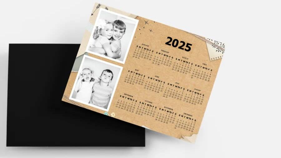 A custom magnetic photo calendar