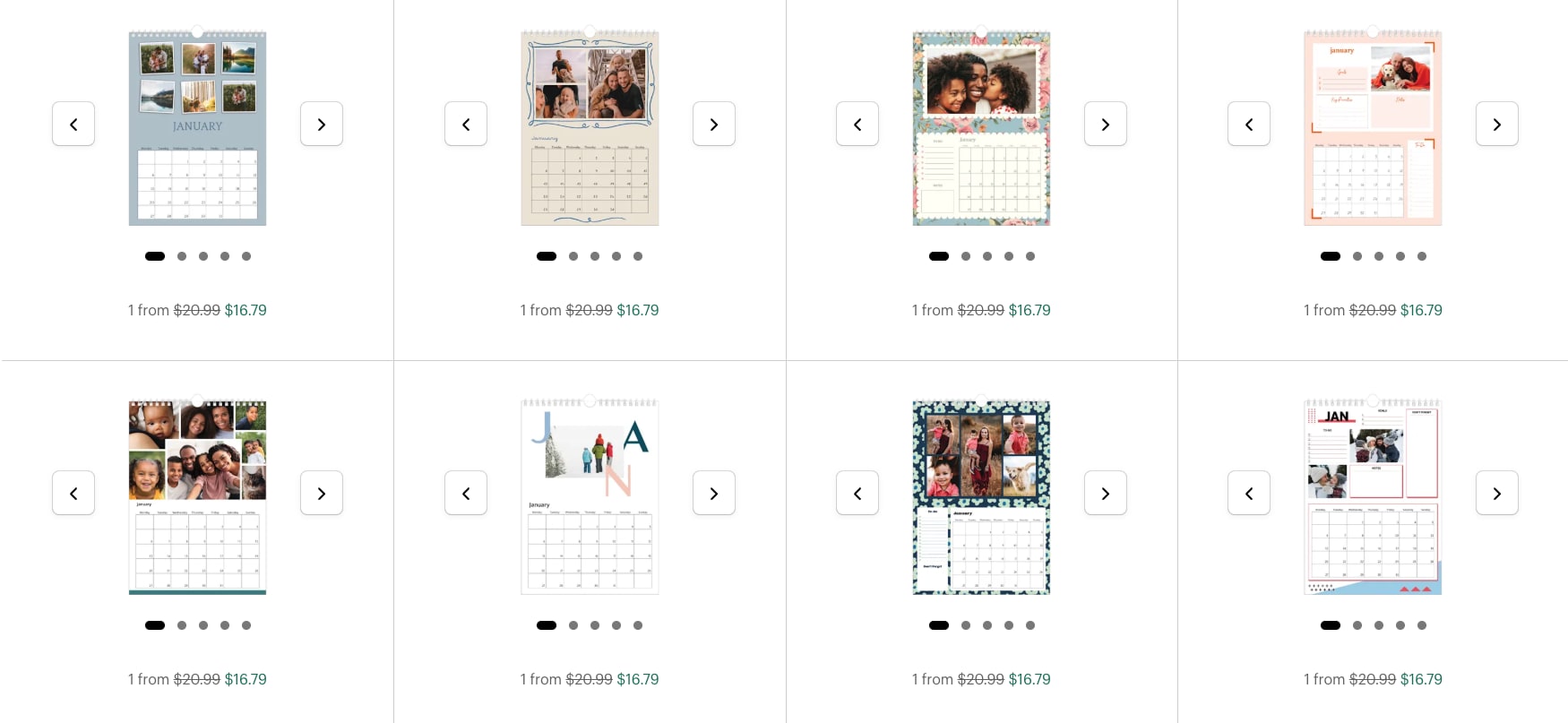 VistaPrint photo calendar templates