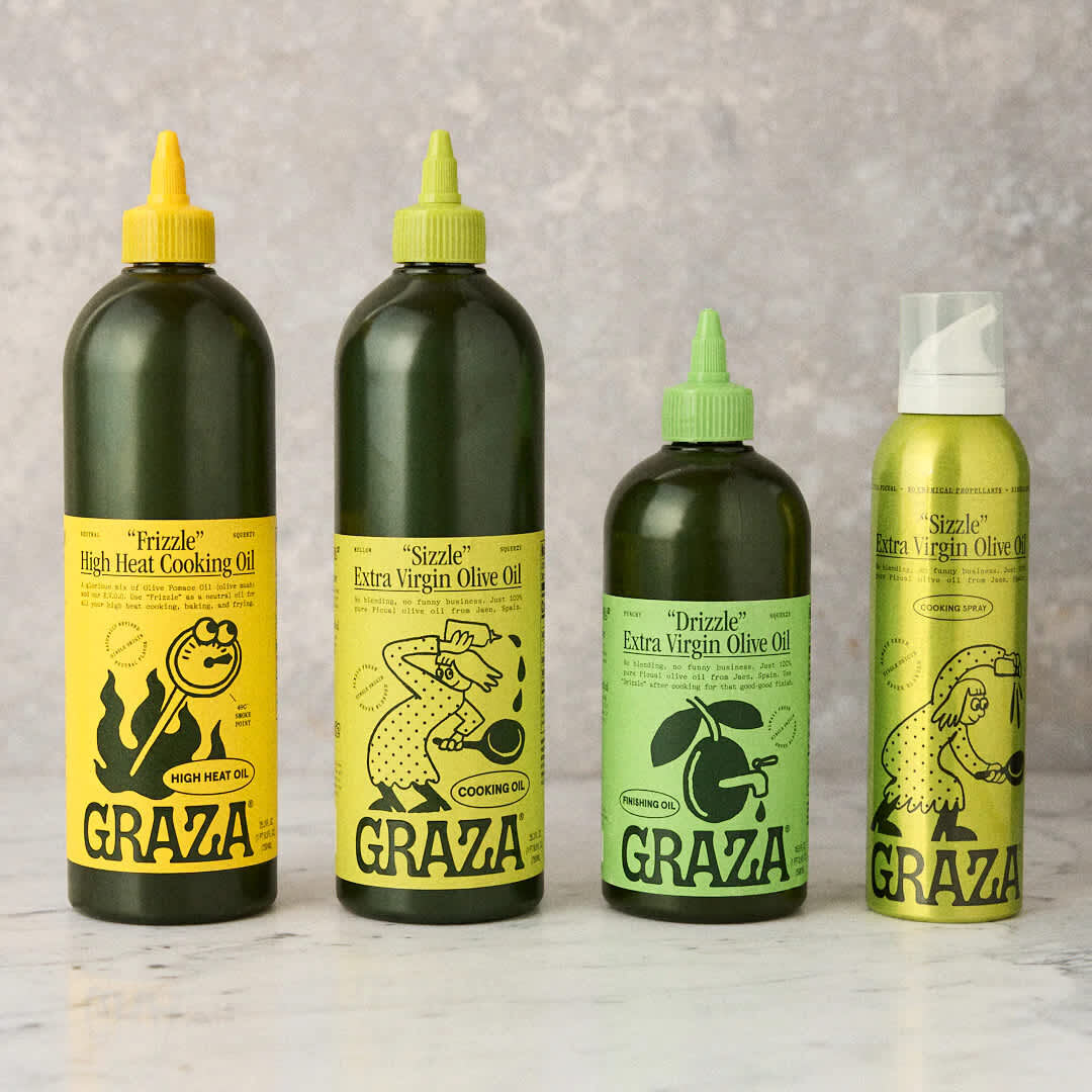 Example of creative packaging design from an olive oil brand Graza