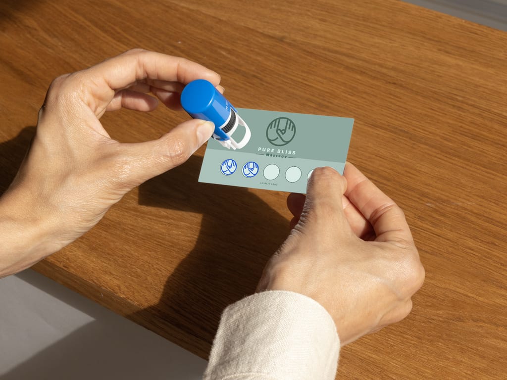 A business card that doubles as a loyalty card for driving repeat business