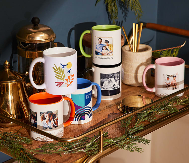 Selection of custom mugs of various colors
