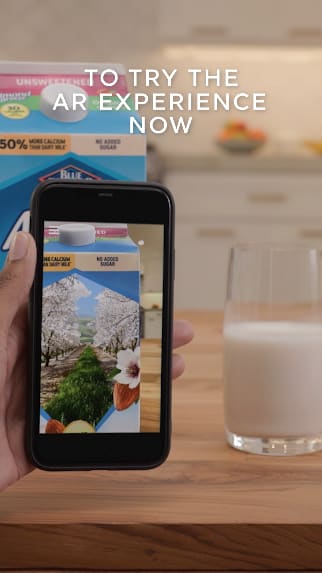 Augmented reality experience with Almond Breeze—an example of Portal Packaging design trend
