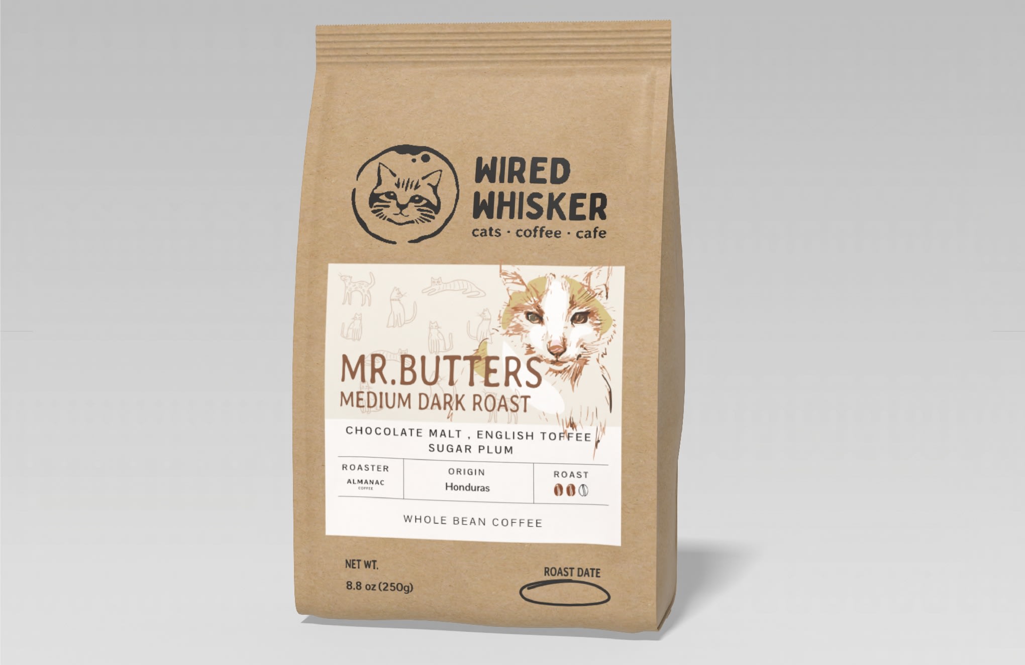 Kraft paper bag packaging for artisanal coffee that features stamped and imprinted elements, an example of the Imprinted packaging trend 2026
