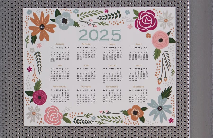 Un calendrier photo aimanté personnalisé