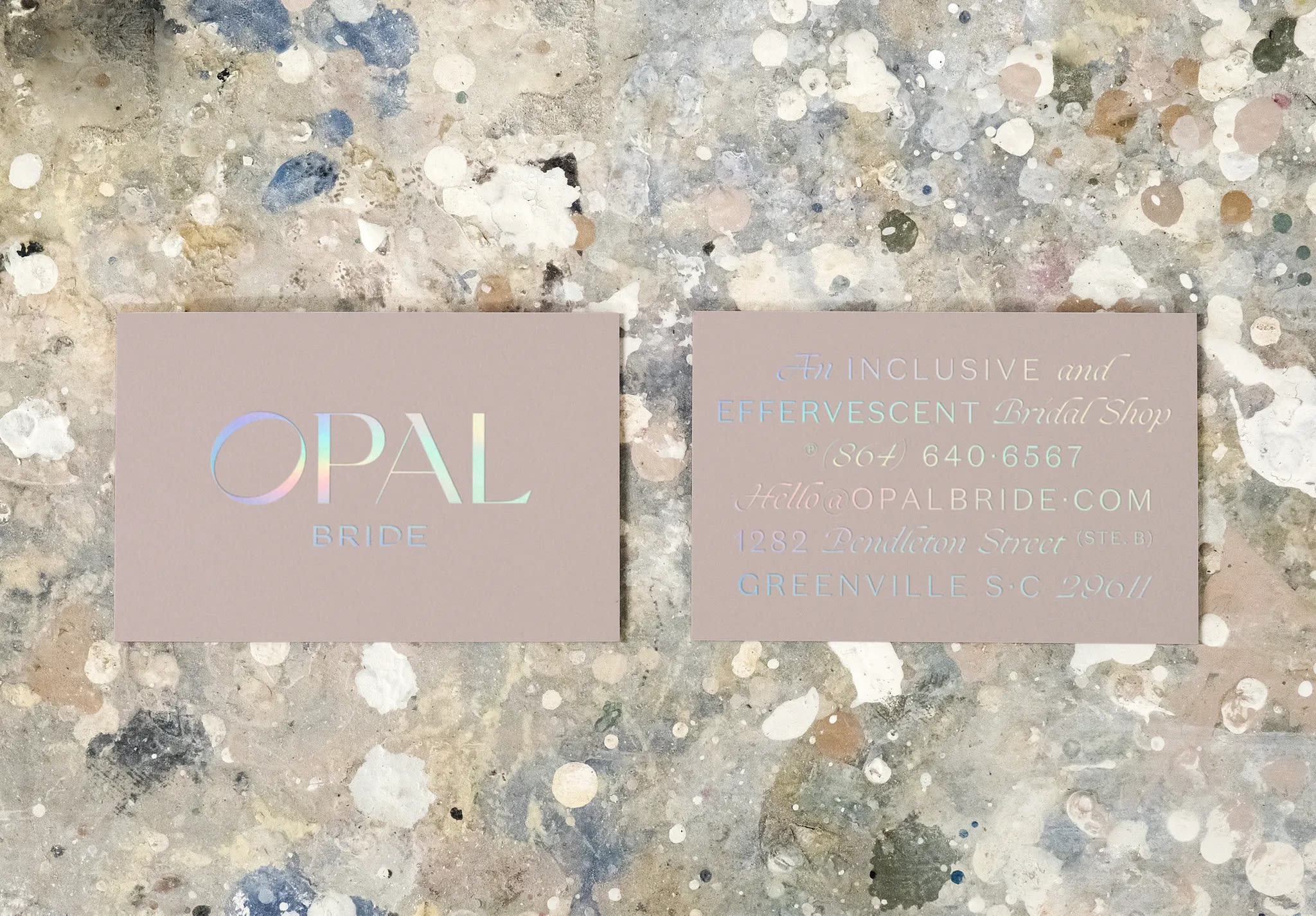 Business card design with opalescent foil