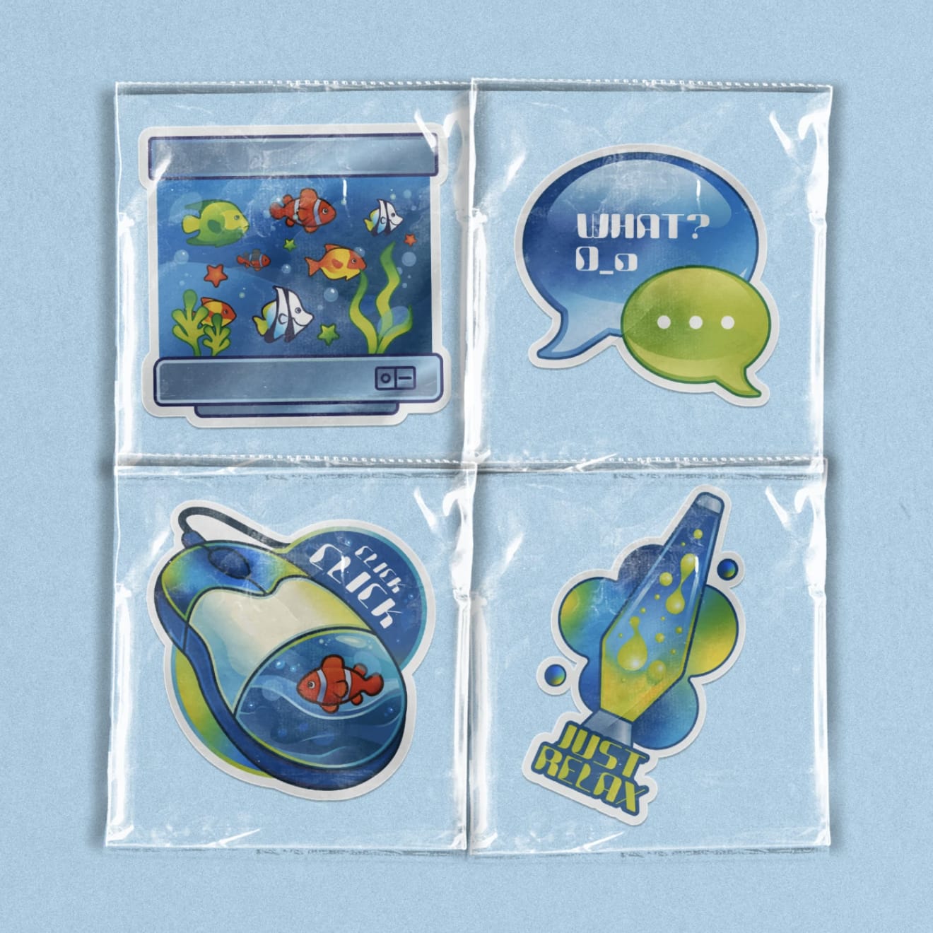 Frutiger Aero Revival graphic design trend 2026 in sticker design