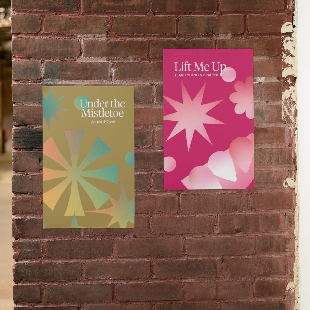 A wall with Christmas posters as an affordable holiday marketing idea