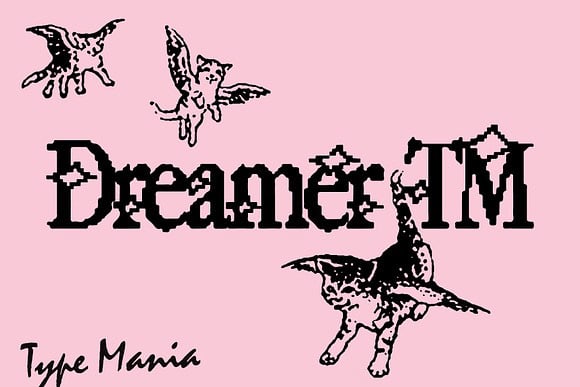 Nostalgic Y2K fonts on a pink background