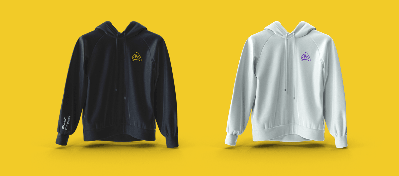 White and black branded hoodies