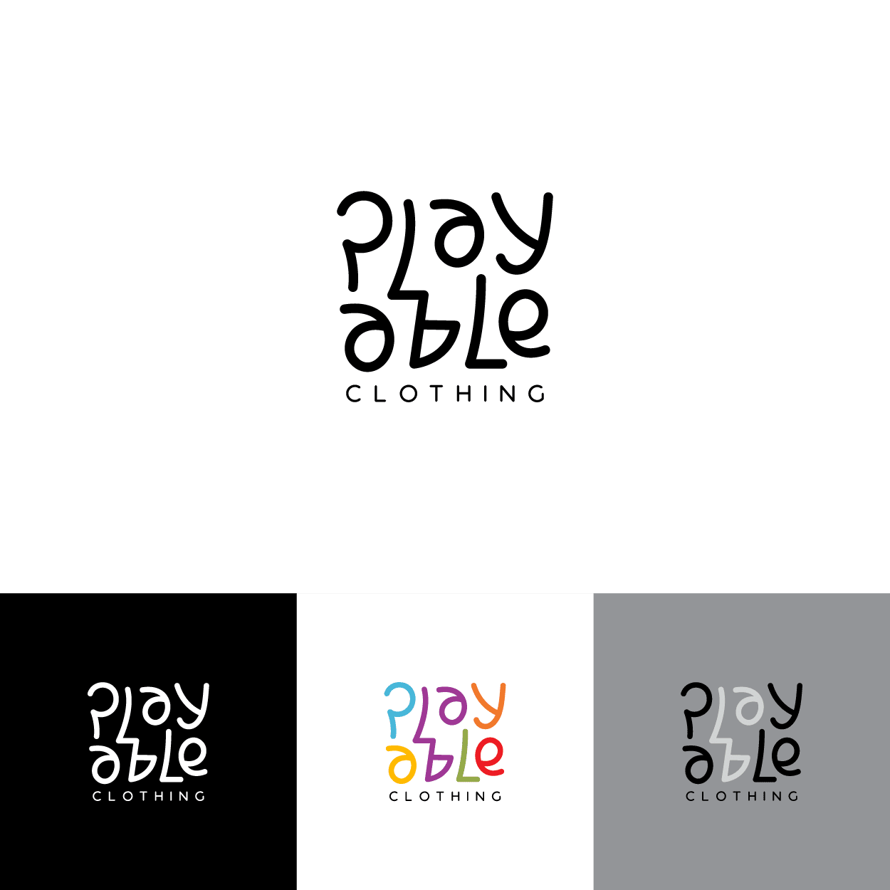 Fun text-based logo design for a kids fashion company named Playable