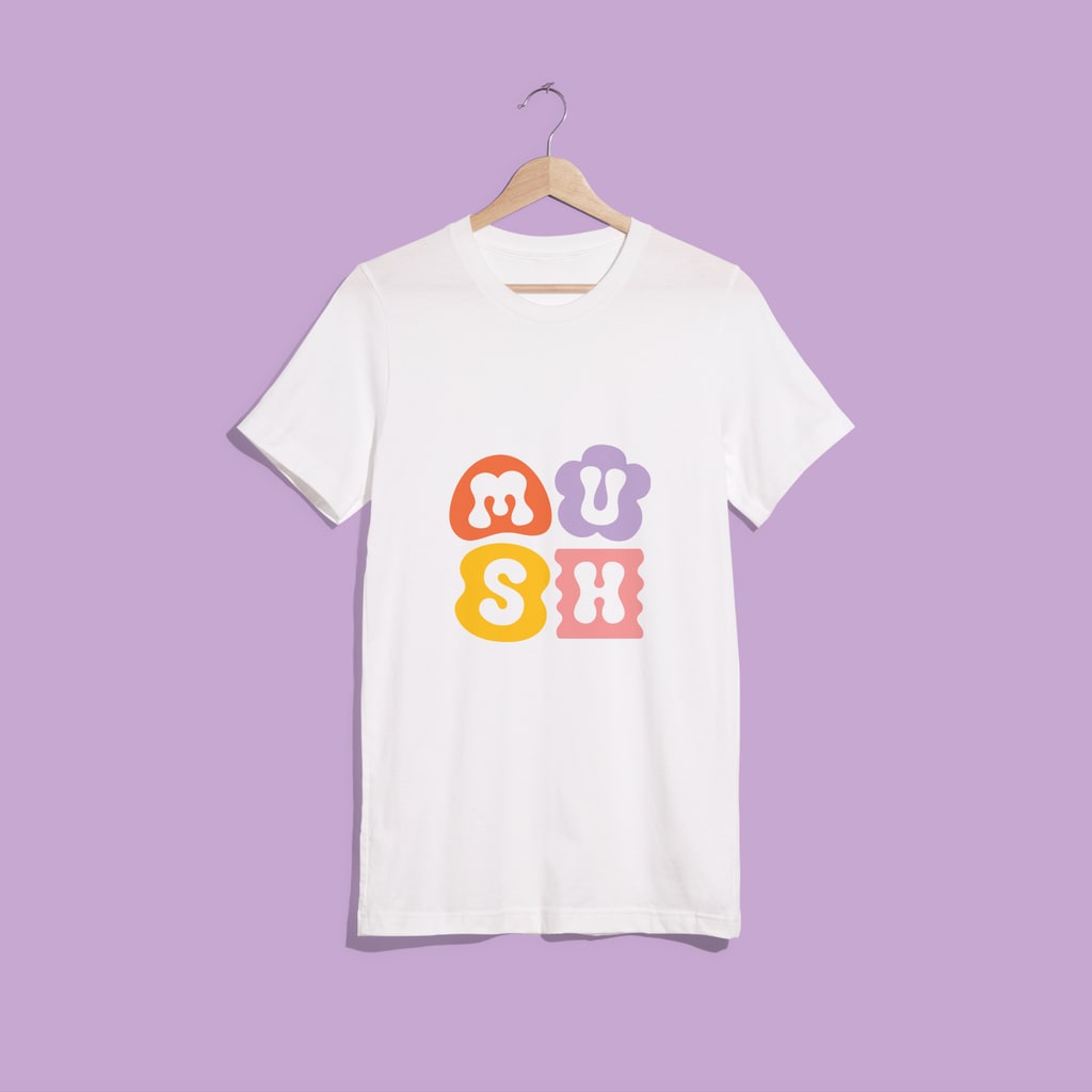 A T-shirt with a center chest print