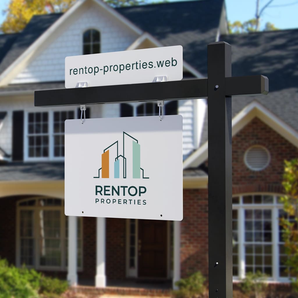 A yard sign for a real estate company