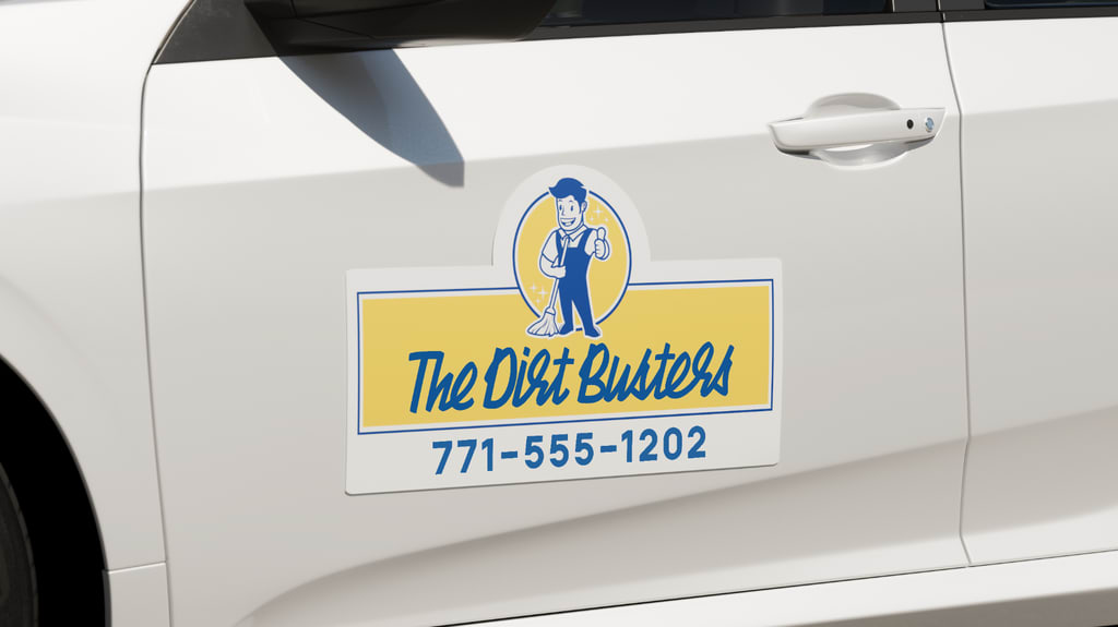 A car magnet for a cleaning company