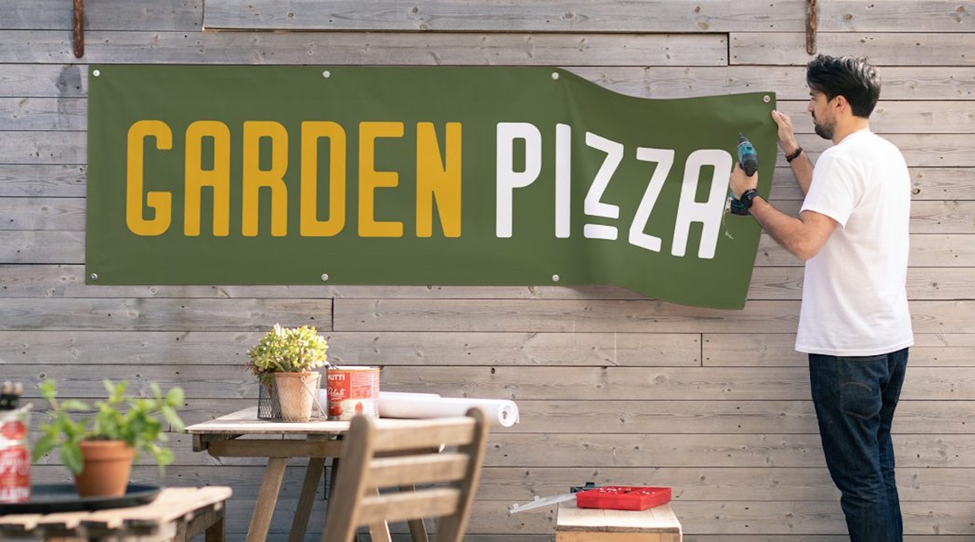 Custom banner at small business
