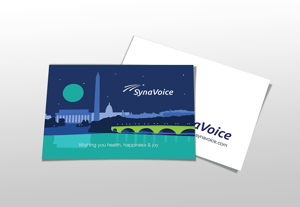 Custom holiday cards: using flat design to capture monuments in other cities