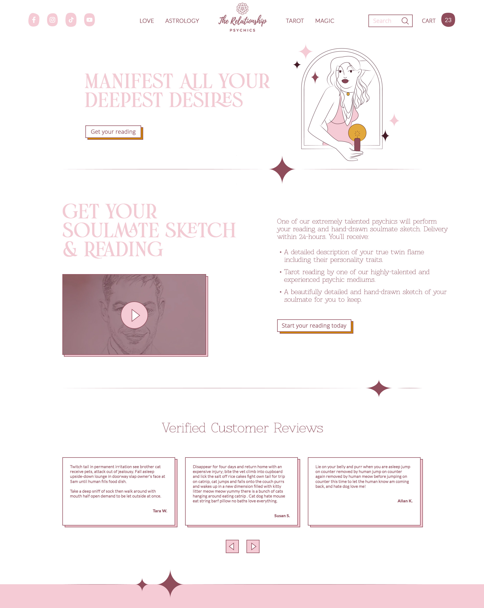 Website design with a monochrome color scheme for a spirituality brand