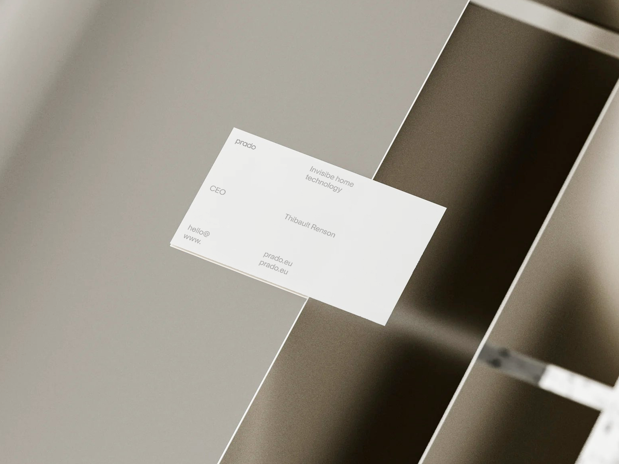 simple white business cards with soft gray text