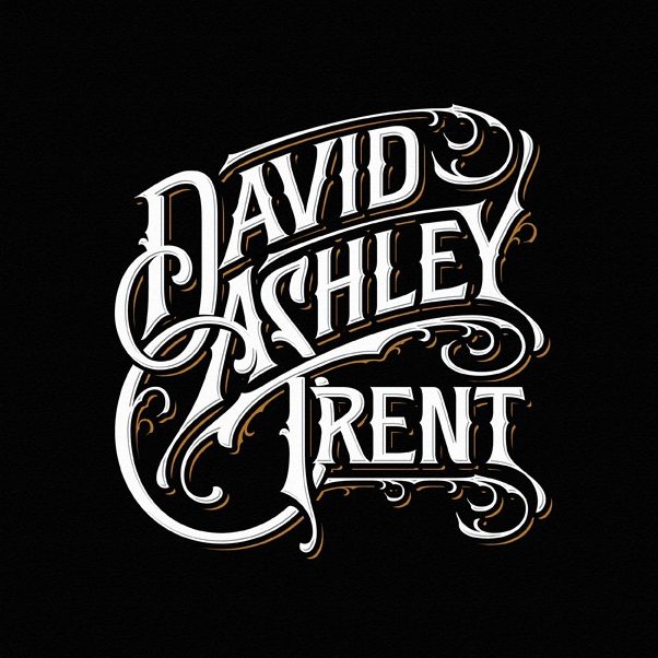 Font design with vintage curved baselines for a musician logo