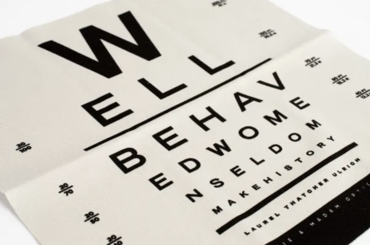 A brochure from Brownie and Madam branding program, laid out like an eye test