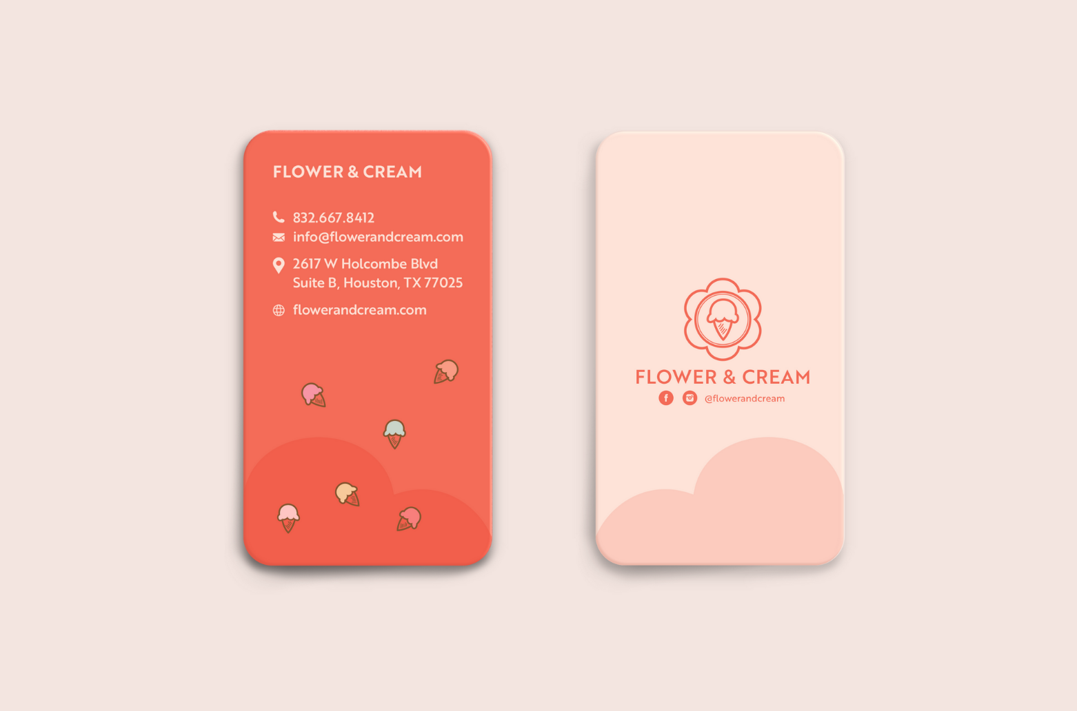 Business card design with the social media icons on the back