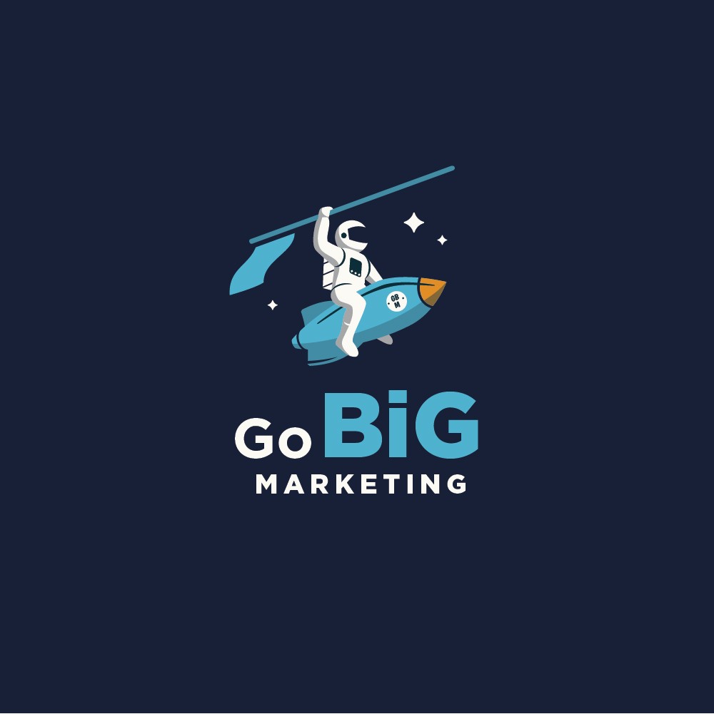 logo with astronaut riding rocket