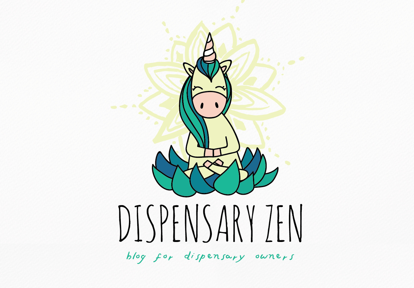 a line-drawn unicorn sitting peacefully among a field of leaves