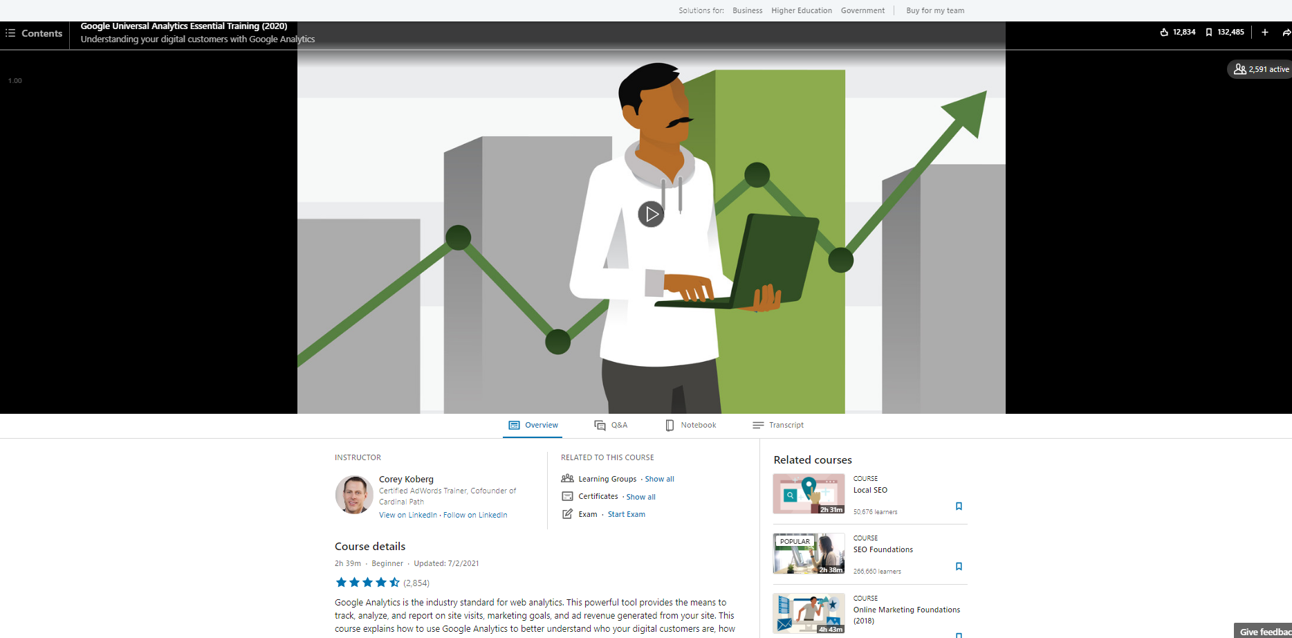 Screenshot of Google Universal Analytics Essential Training