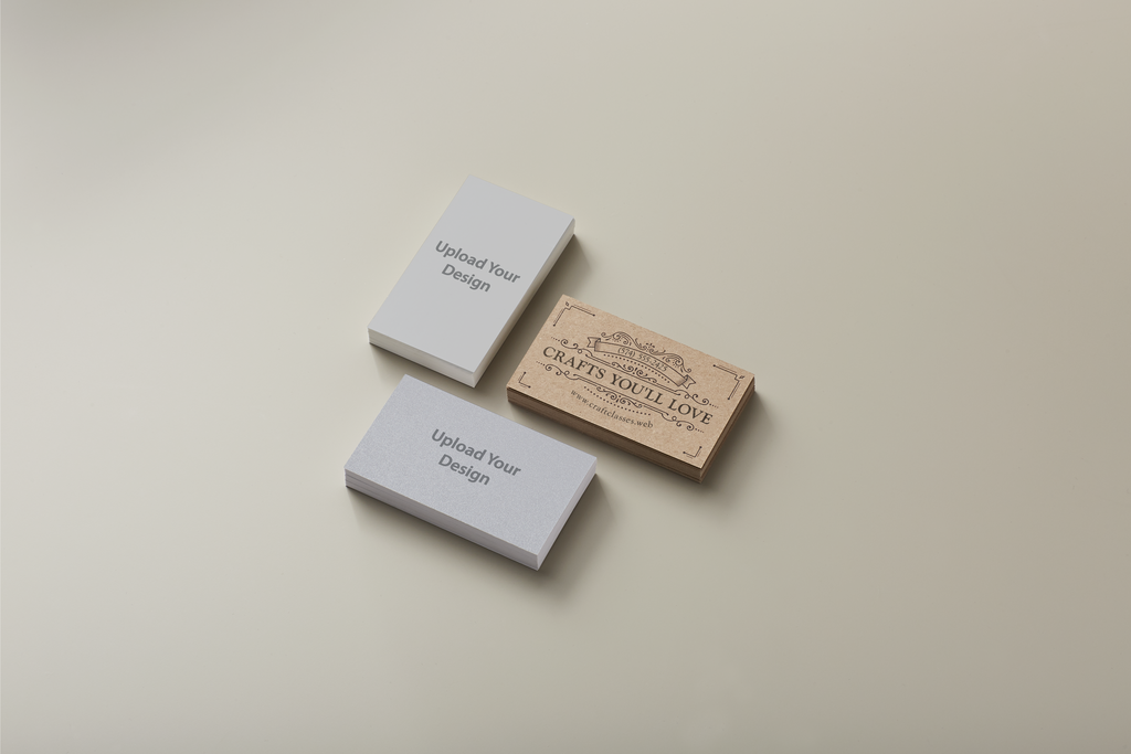 Business card that uses kraft business card paper stock