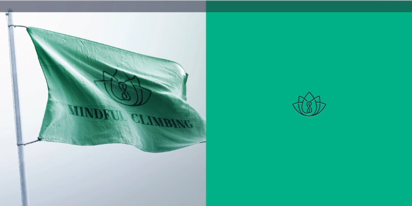 Mindful climbing signage with shades of calming green