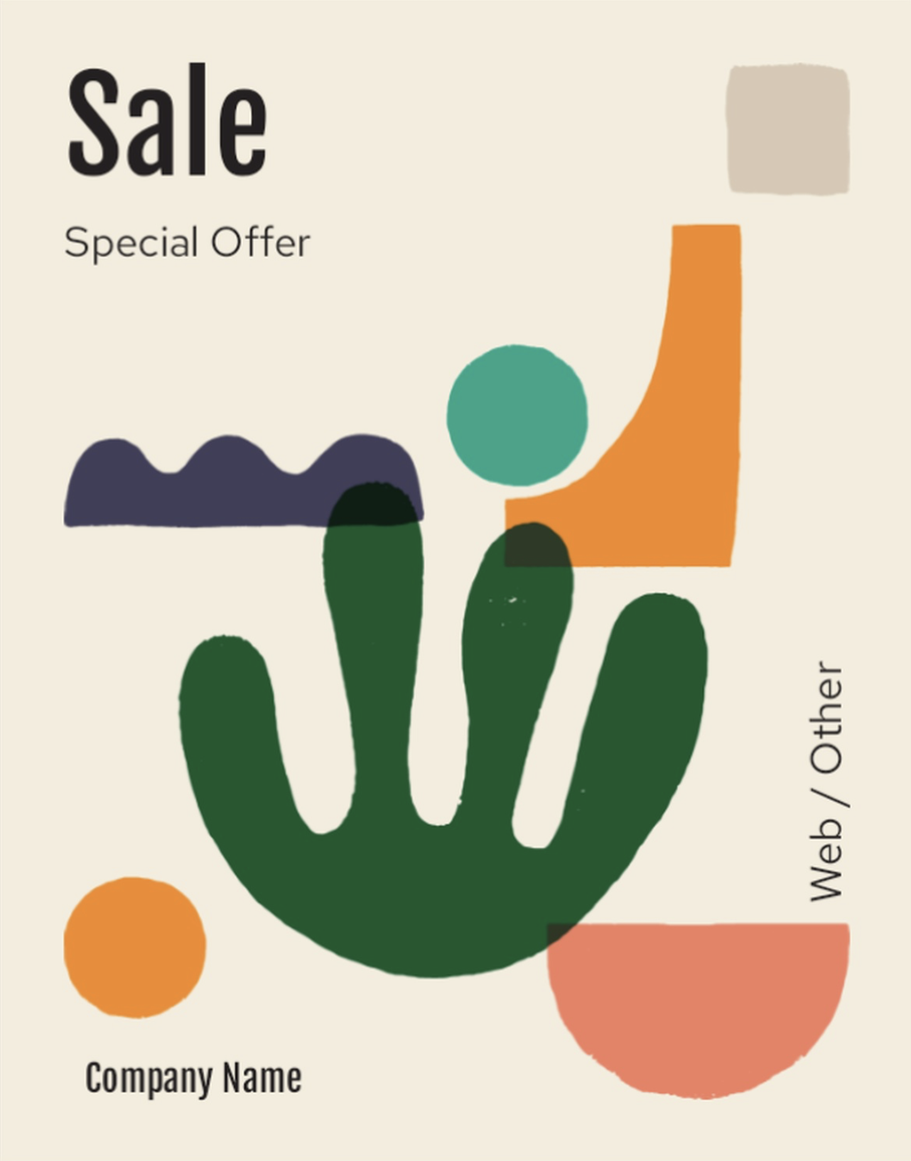 Sale poster template with a Matisse-inspired cutout design