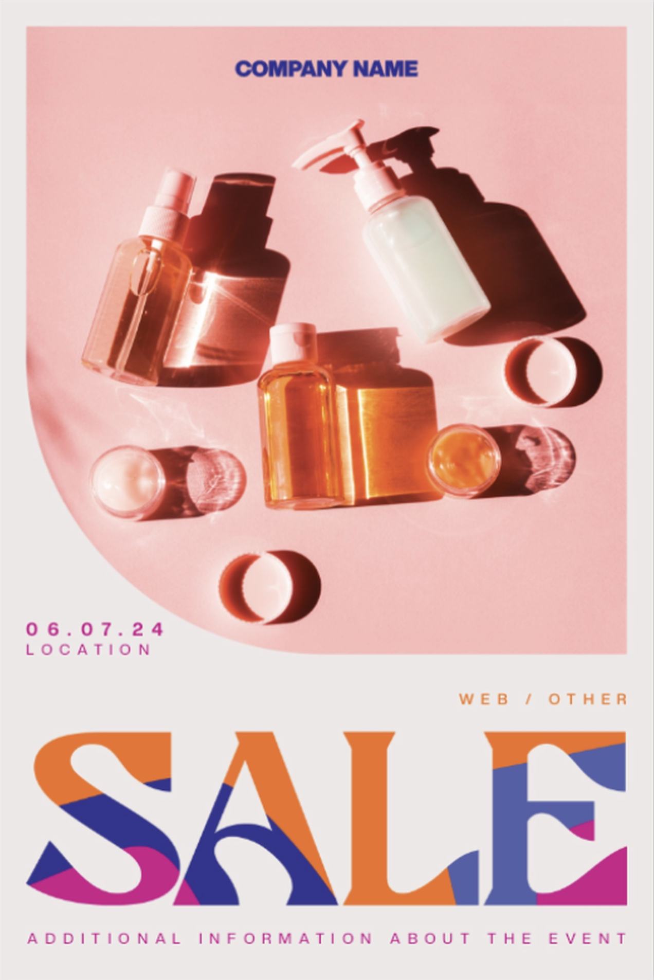 A cosmetics retail poster template announcing a sale