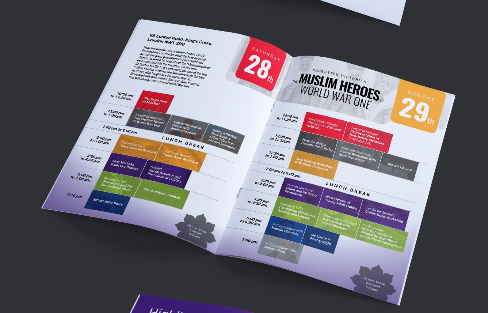 Event program brochure with festival details
