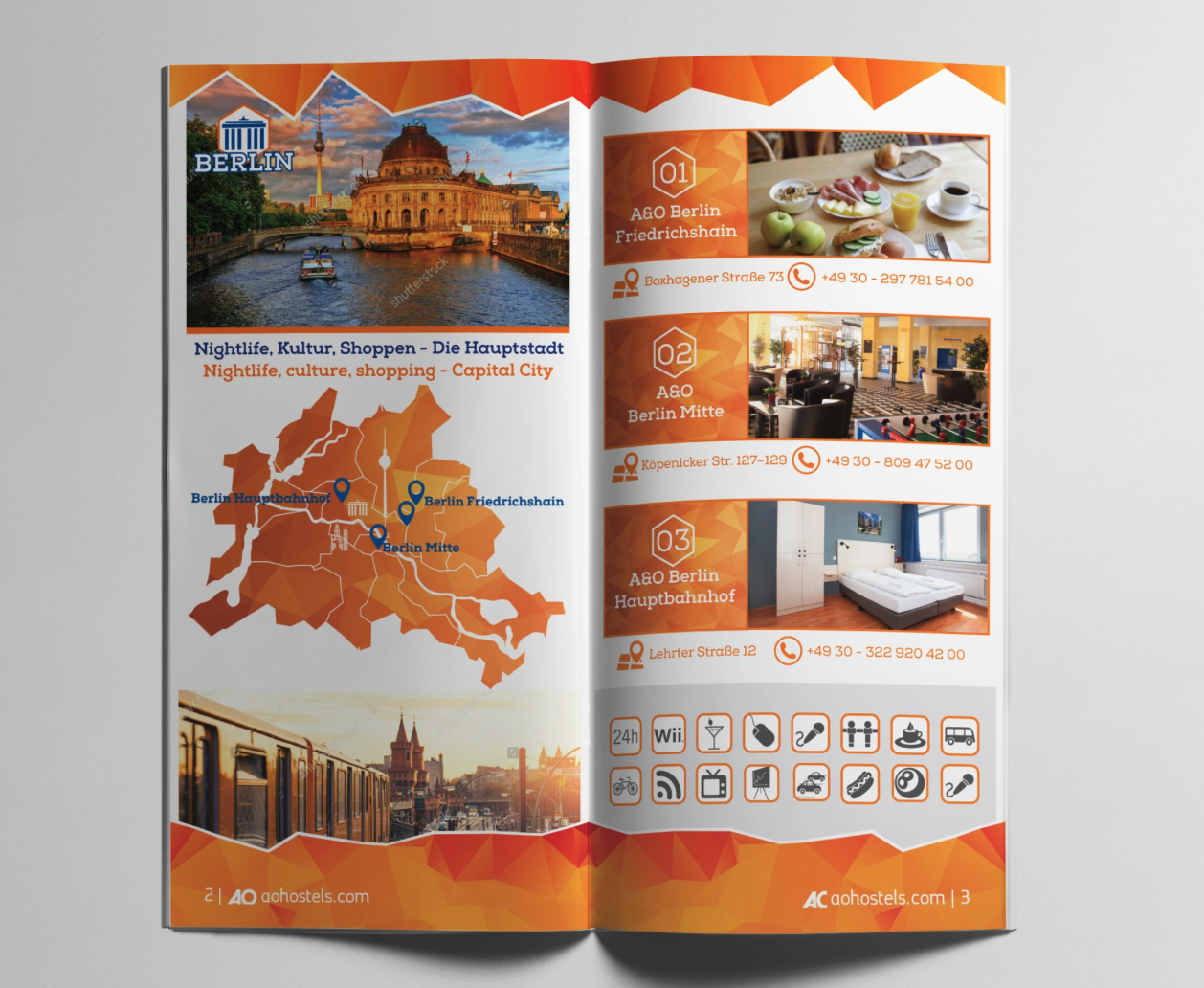 Brochure design with geometric shapes