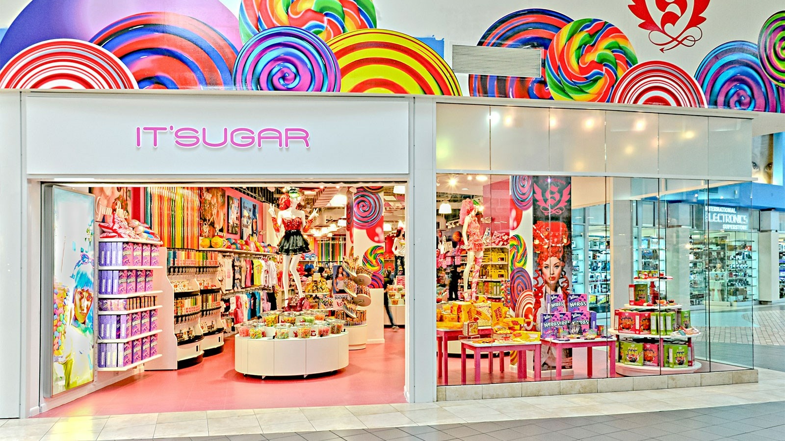Branded shelving in a store