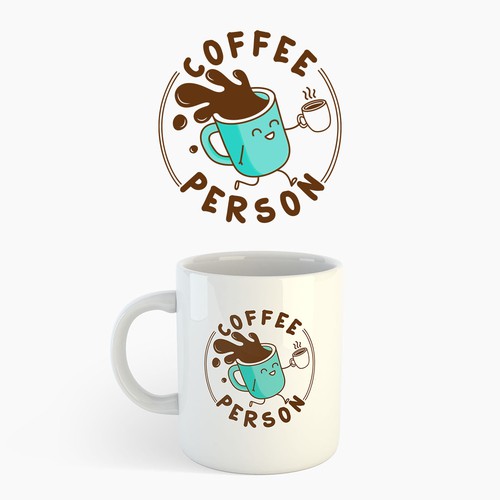 Mug illustration featuring a cheerful coffee person, adding a touch of fun and whimsy to your morning routine.
