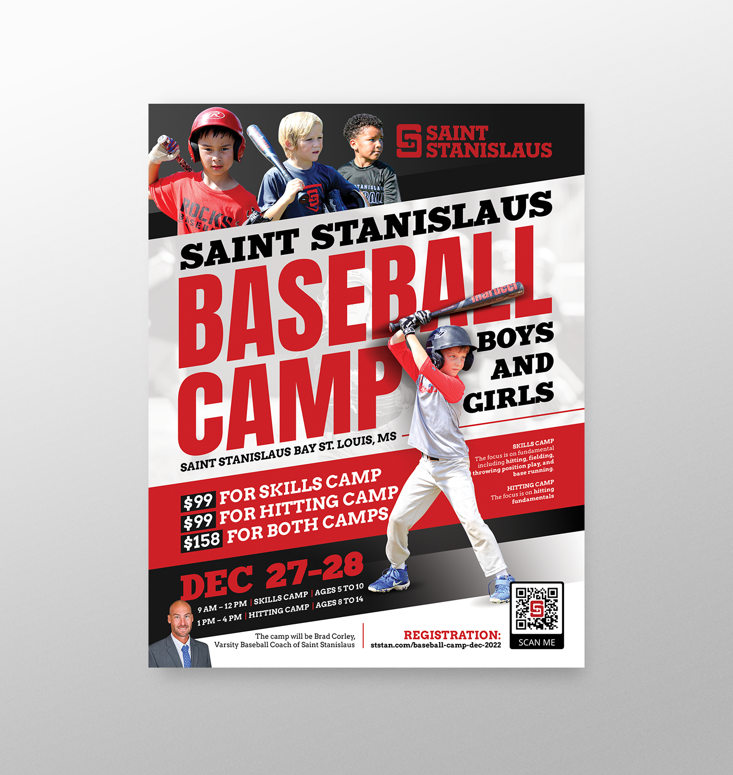 Flyer design for a children’s baseball camp