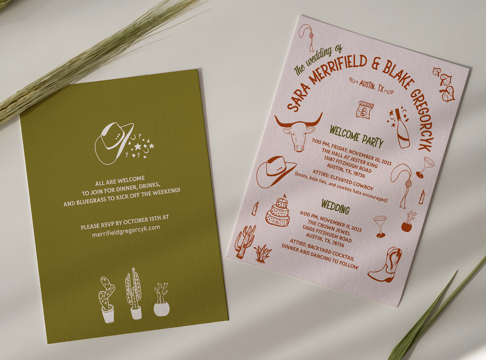 fun illustrations matched with casual wedding invitation wording