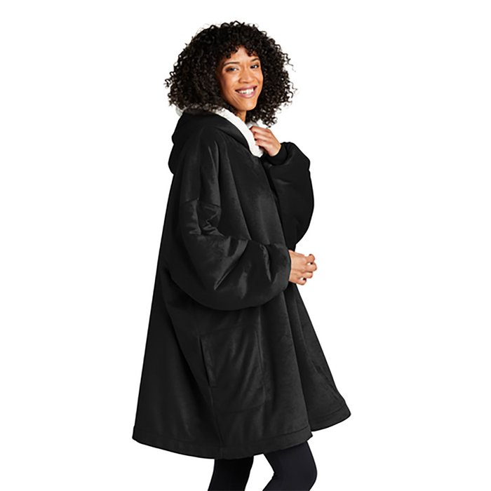 Unique promotional gift idea: black branded wearable blanket