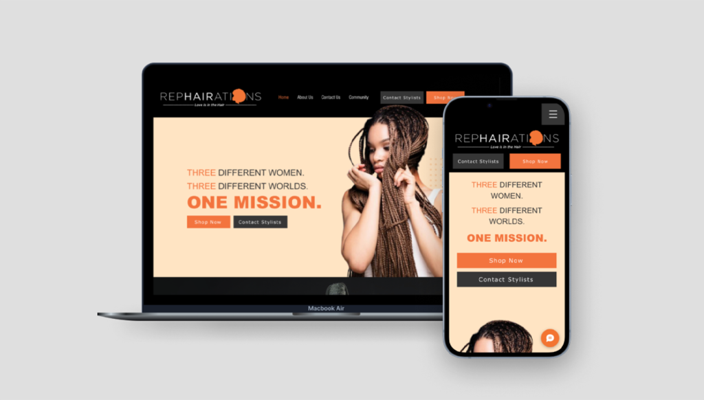 Website responsive layout for desktop and mobile