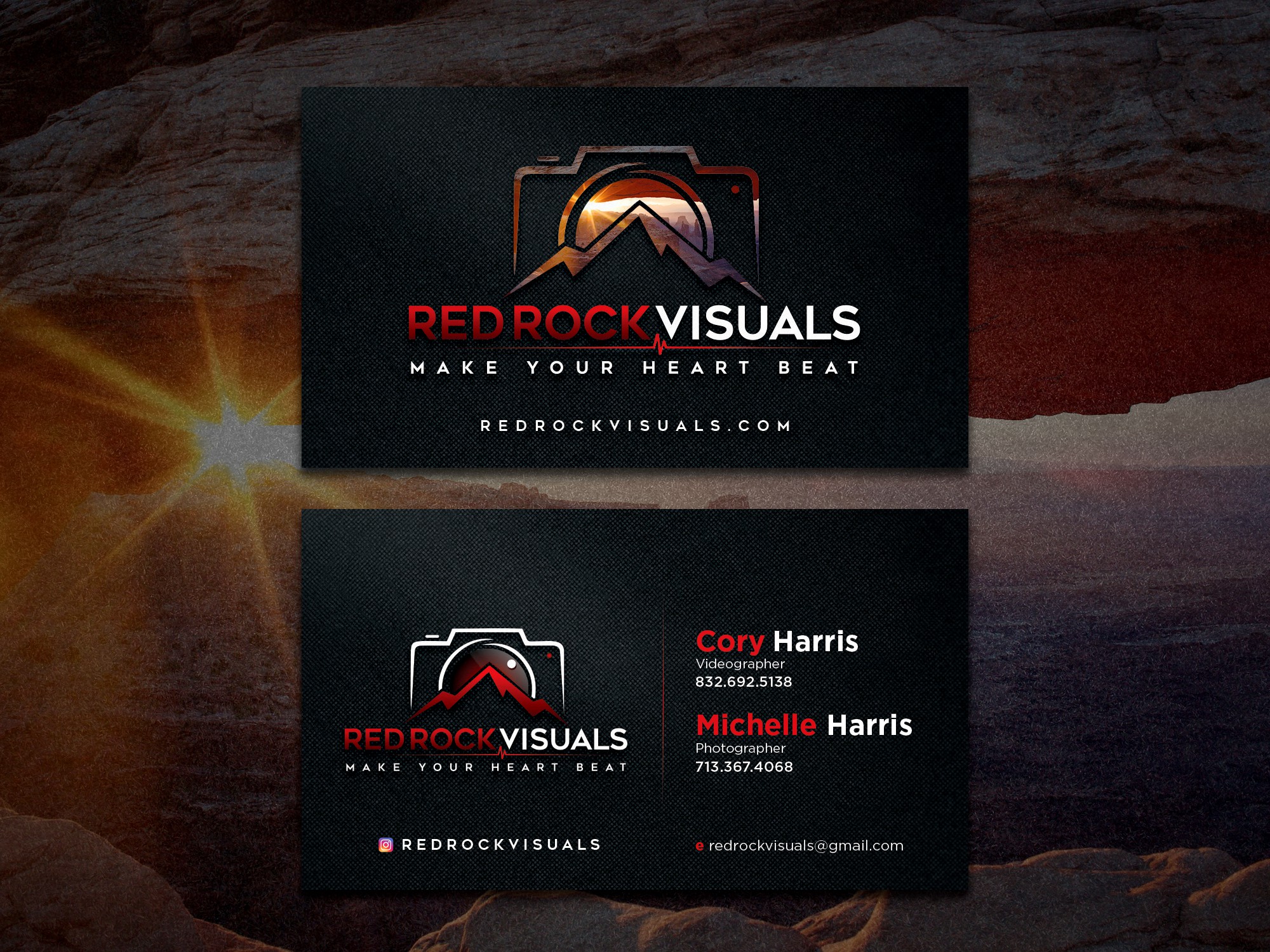 Photographer business card featuring a mountain image