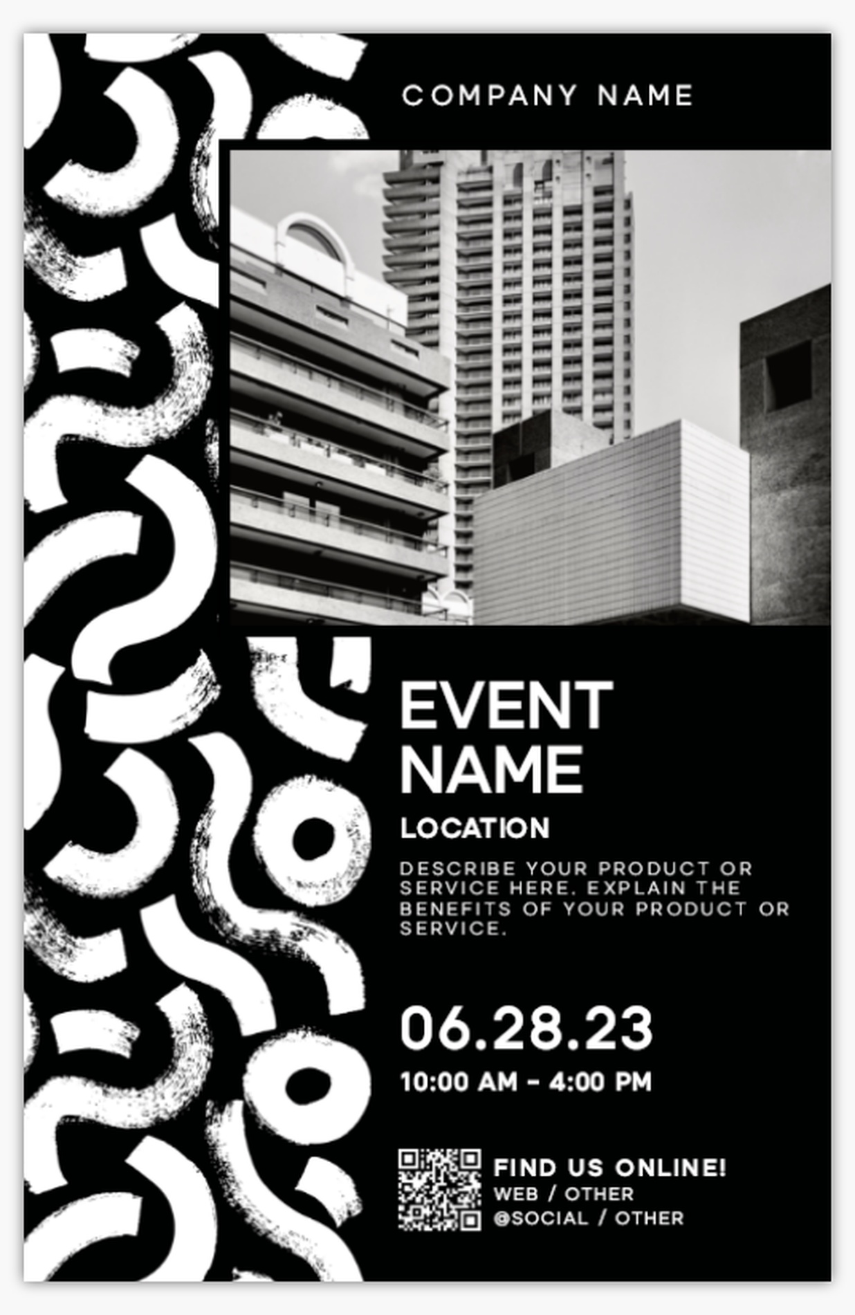 Double-column poster design balancing graphics