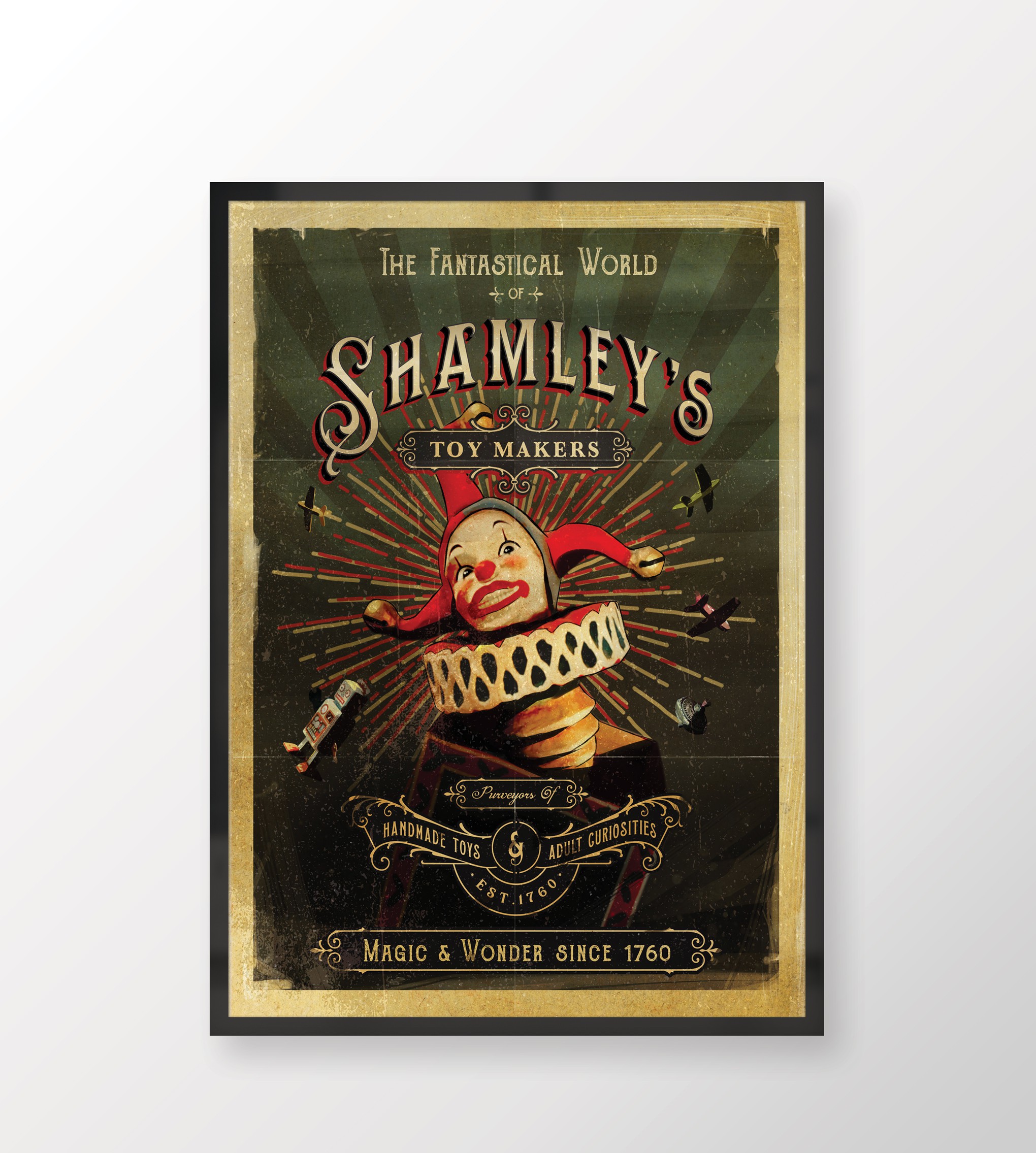 Circular poster design for a vintage toy brand